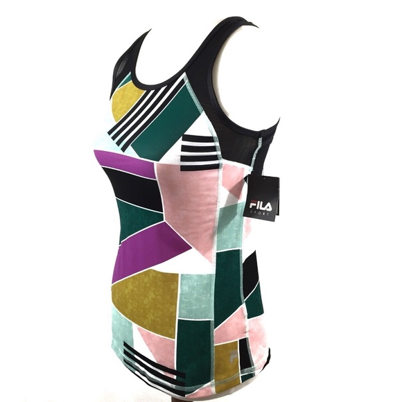 Fila Sport Crisscross Open Back Tank Top Small Geometric Multi-Color - Picture 4 of 7